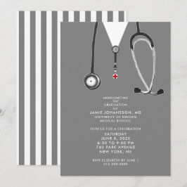 Invitaciones a una fiesta de graduación de médicas