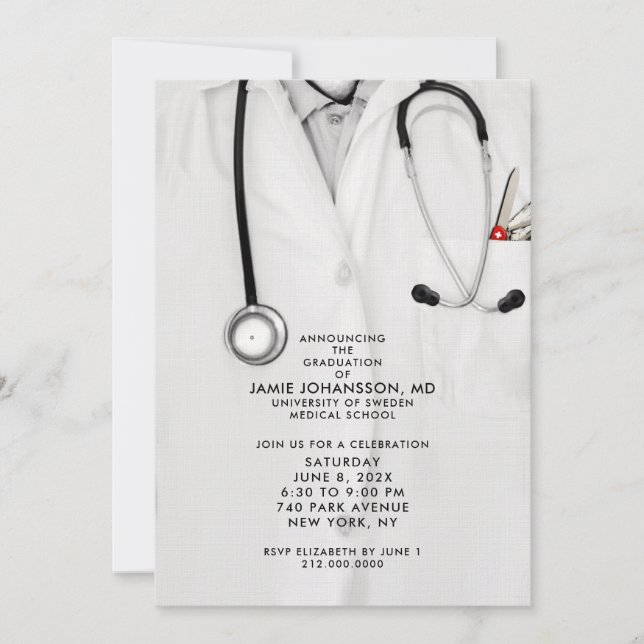 Invitaciones a una fiesta de graduación de médicas (Anverso)