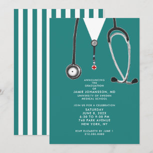 Invitaciones a una fiesta de graduación de médicas