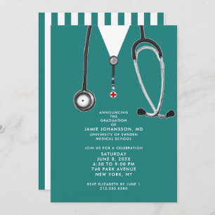 Invitaciones a una fiesta de graduación de médicas