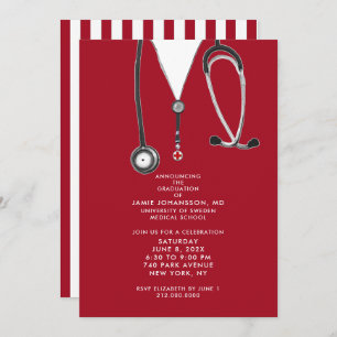 Invitaciones a una fiesta de graduación de médicas