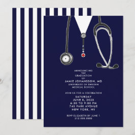 Invitaciones a una fiesta de graduación de médicas