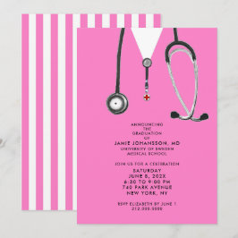 Invitaciones a una fiesta de graduación de médicas