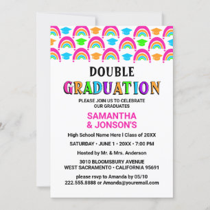 Invitaciones a una fiesta de graduación doble Neon