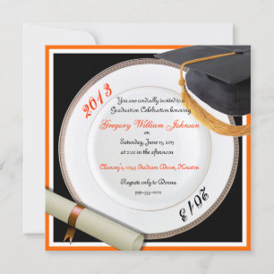 Invitaciones a una fiesta de graduación negra y Na