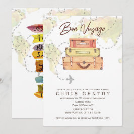 Invitaciones a una fiesta de jubilación de viajes
