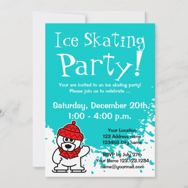 Invitaciones a una fiesta de patinaje sobre hielo  (Anverso)