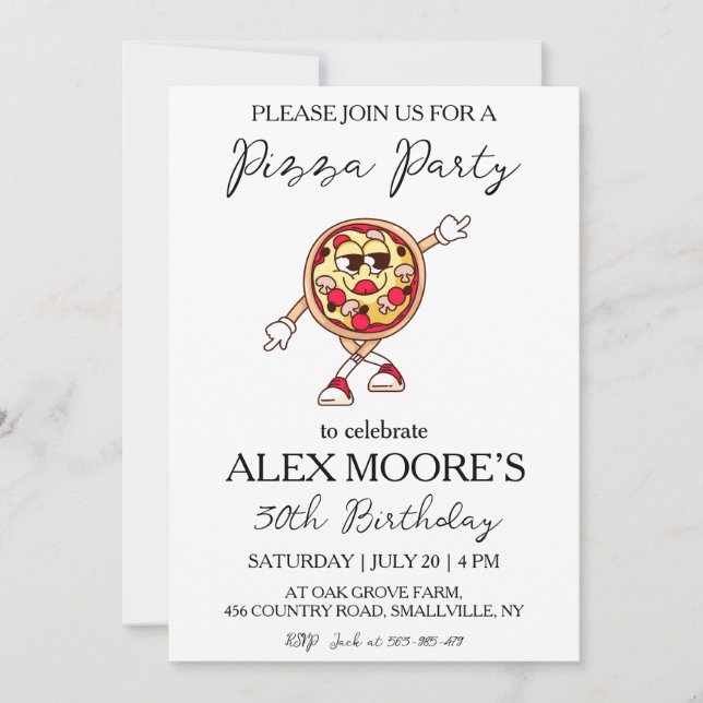 invitaciones a una fiesta de pizza italiana (Anverso)