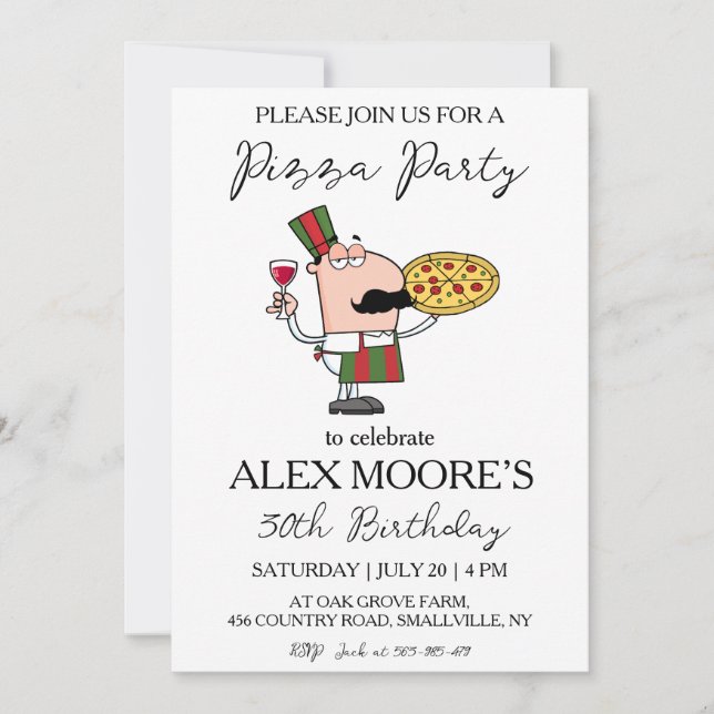 invitaciones a una fiesta de pizza italiana (Anverso)