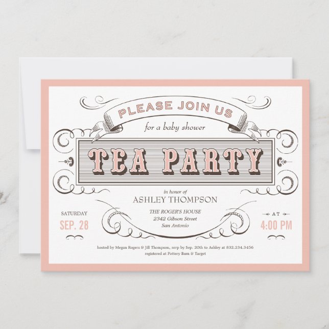 Invitaciones a una fiesta de té de época (Anverso)