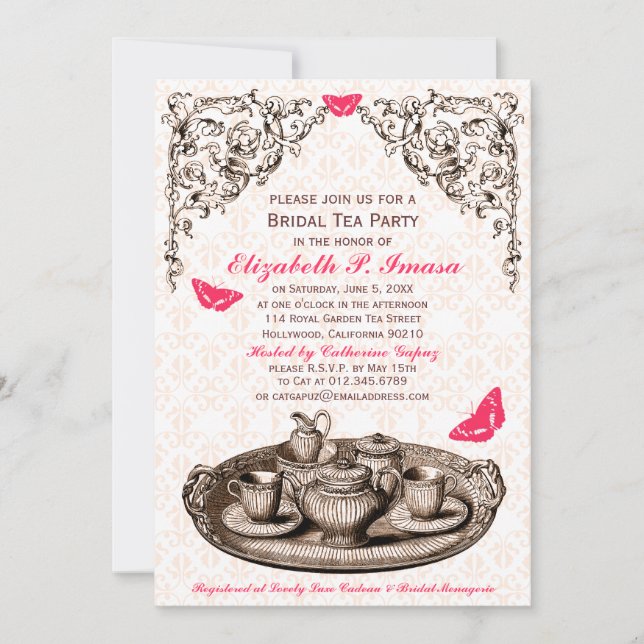 Invitaciones a una fiesta de té de novia en el jar (Anverso)