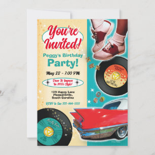 Invitaciones a una fiesta temática de los años 50 