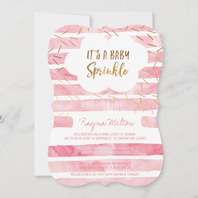 Invitaciones a una niña rociada por bebé rosa (Anverso)