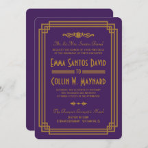 Invitaciones a una simple boda de estilo Art Deco 