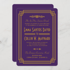 Invitaciones a una simple boda de estilo Art Deco 