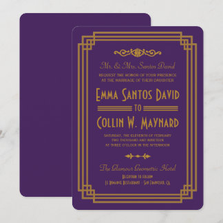 Invitaciones a una simple boda de estilo Art Deco