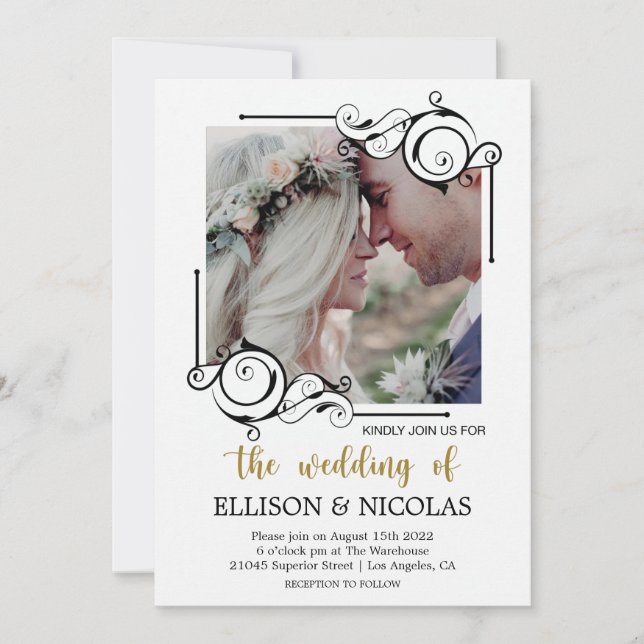 Invitaciones a una simple boda de texto y fotos el (Anverso)