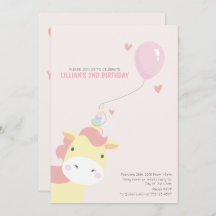 Invitaciones a unicornio de cumpleaños dulces y má