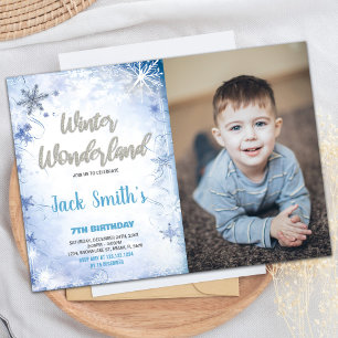 Invitaciones a Winter Wonderland Foto de Plata Azu