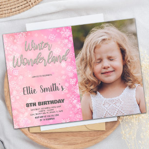 Invitaciones a Winter Wonderland Foto de Plata Ros