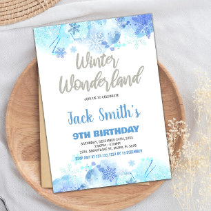 Invitaciones a Winter Wonderland Nieve Blue Silver
