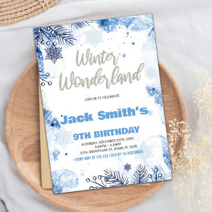 Invitaciones a Winter Wonderland Nieve Blue Silver