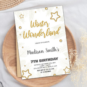 Invitaciones a Winter Wonderland Purpurina de Oro