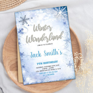 Invitaciones a Winter Wonderland Purpurina de Plat