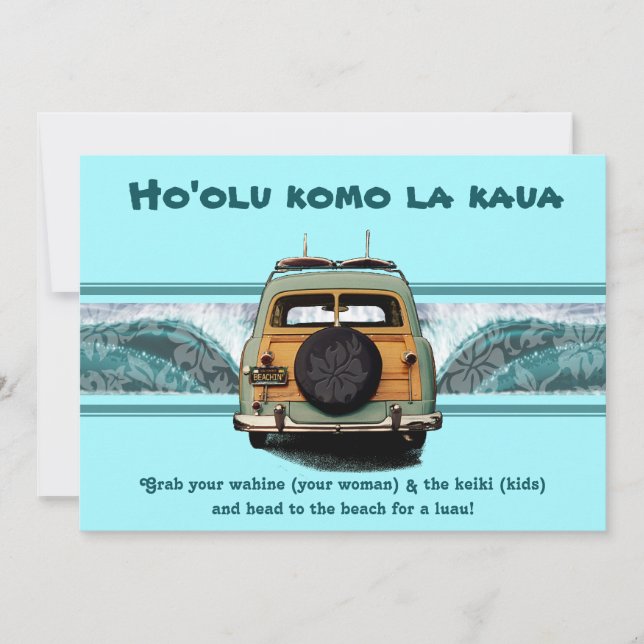 Invitaciones a Woody Wave Luau (Anverso)