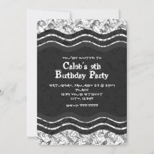 Invitaciones abstractas grunge blancas y grises pa