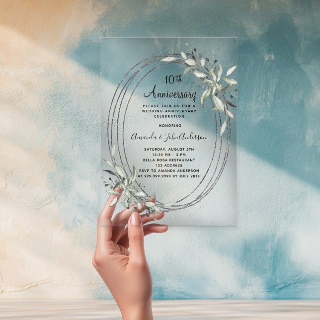Invitaciones Acrílicas 10.º boda aniversario de la escarcha de plata (Subido por el creador)