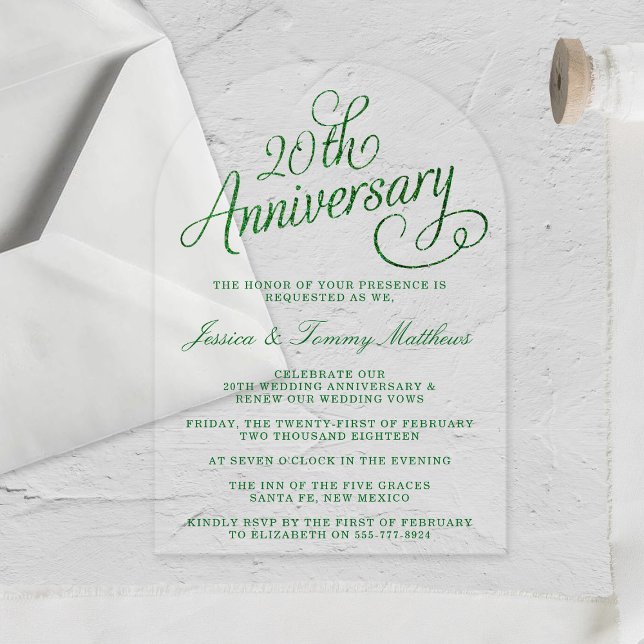 Invitaciones Acrílicas 20.º Aniversario del Boda Esmeralda (Subido por el creador)