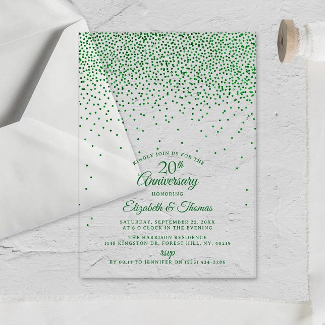 Invitaciones Acrílicas 20.º Aniversario del Boda Esmeralda (Subido por el creador)