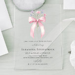 Invitaciones Acrílicas 21.ª Fiesta de cumpleaños Coquette Rosa Bow Flor s<br><div class="desc">Una coqueta de color rosa femenino está decorada con flores silvestres rosadas y violetas.</div>