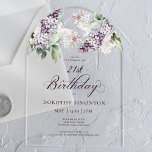 Invitaciones Acrílicas 21 cumpleaños Arco de Flores Lilac Purple Spring<br><div class="desc">Las lilatas moradas de acuarela suave crean una invitación de cumpleaños 21 en primavera de bonito. La caligrafía añade una estética elegante. Forma parte de la colección Purple Spring Lilac Flower. Le permite elegir un tema y, a continuación, crear fácilmente una suite de invitados única, carteles de bienvenida y decoración...</div>