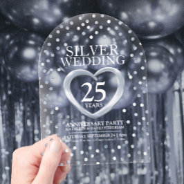 Invitaciones Acrílicas 25° aniversario boda de plata