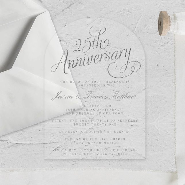 Invitaciones Acrílicas 25° Aniversario del Boda de Plata (Subido por el creador)
