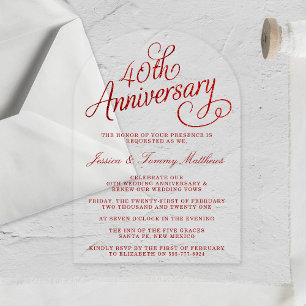 Invitaciones Acrílicas 40º Aniversario de Boda de Rubí