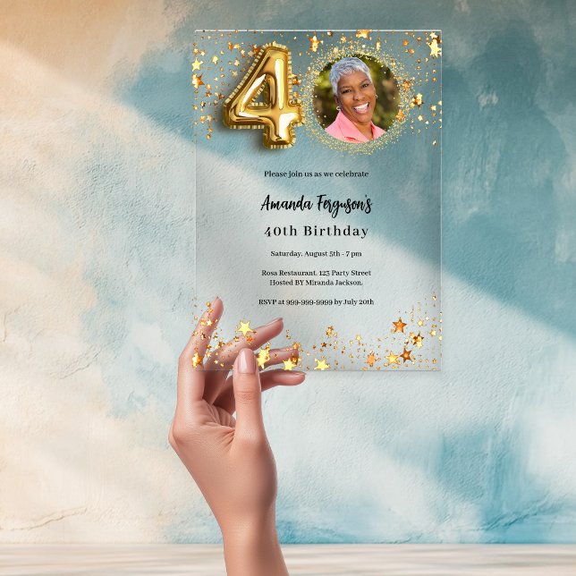 Invitaciones Acrílicas 40.ª festividad de oro (Subido por el creador)
