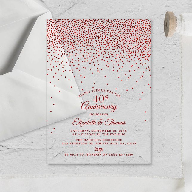 Invitaciones Acrílicas 40.º Aniversario del Boda Ruby (Subido por el creador)