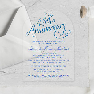 Invitaciones Acrílicas 45 Aniversario de Boda de Zafiro