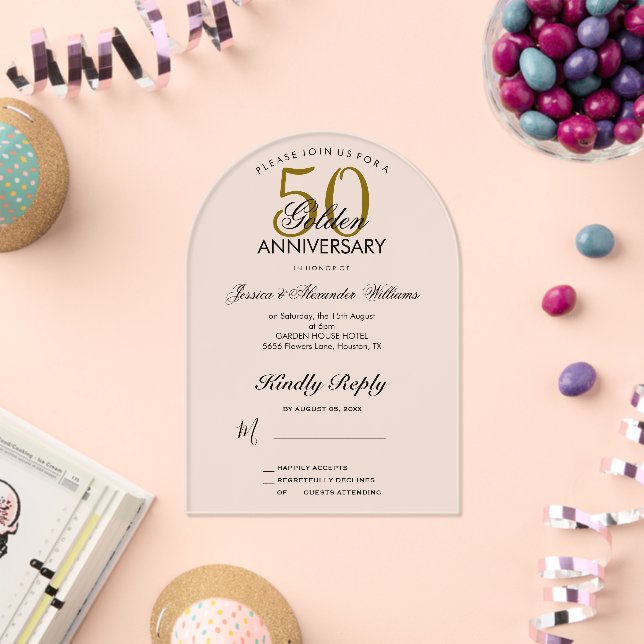 Invitaciones Acrílicas 50.º Aniversario del Boda de Oro (Insitu (Celebración))