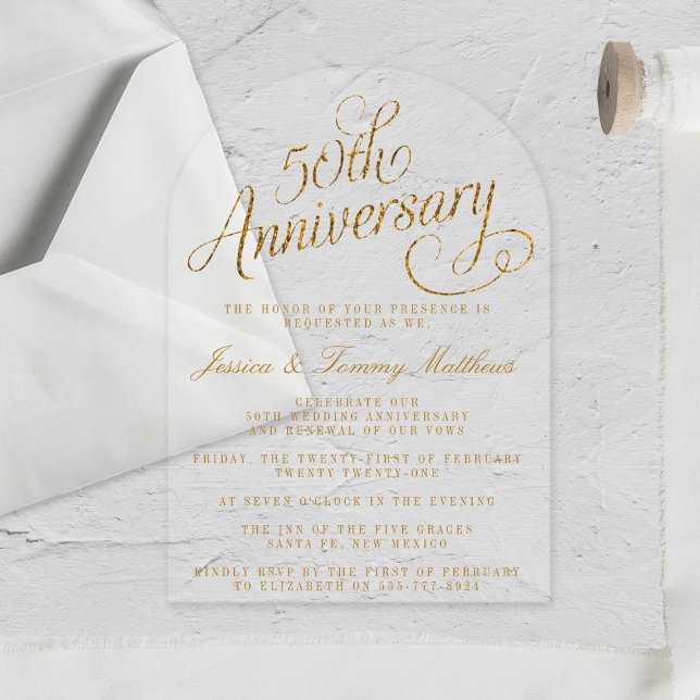 Invitaciones Acrílicas 50.º Aniversario del Boda de Oro (Subido por el creador)