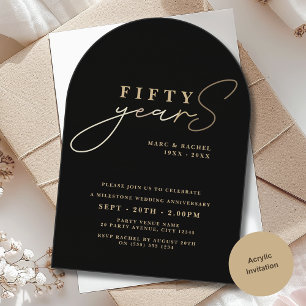 Invitaciones Acrílicas 50.º Boda Aniversario del Oro Negro