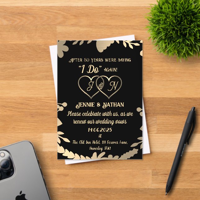 Invitaciones Acrílicas 50° Aniversario Boda promete renovación (Insitu (Tarjeta de Invitación))