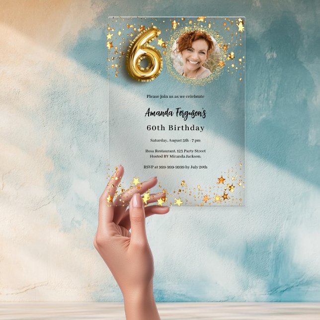 Invitaciones Acrílicas 60.º festín de oro (Subido por el creador)