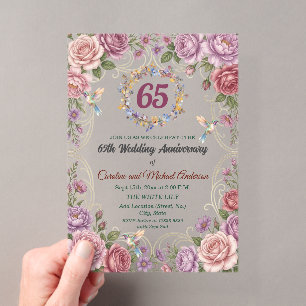 Invitaciones Acrílicas 65º Aniversario de Boda Zafiro Azul