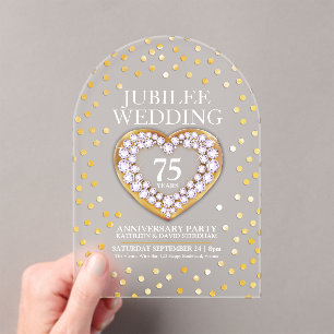 Invitaciones Acrílicas 75.º aniversario del boda