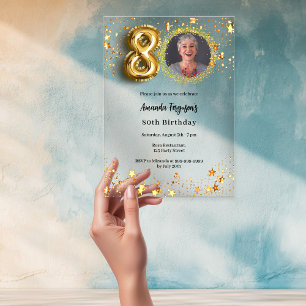 Invitaciones Acrílicas 80.ª fama de oro de cumpleaños