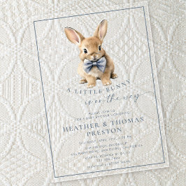 Invitaciones Acrílicas A Little Bunny Elegant Slate Blue Baby Shower